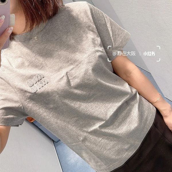 大人気◇ロゴ刺繍入りミュウミュウ N級品コットン ジャージー Tシャツ myq03559